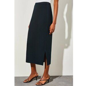 NWT Ming Wang Straight Knit Ballerina Length Midi Skirt Black XL